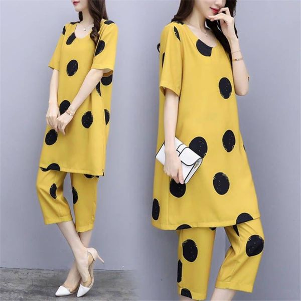 

women's tracksuits 2021 plus size tracksuit women polka dot two piece outfits matching sets + wide leg 4xl, Gray