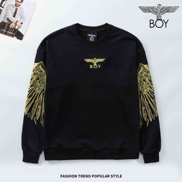 

hoodies 2021ss boy's embroidered gilded eagle men's and women's couple's same round neck casual sweater, Black