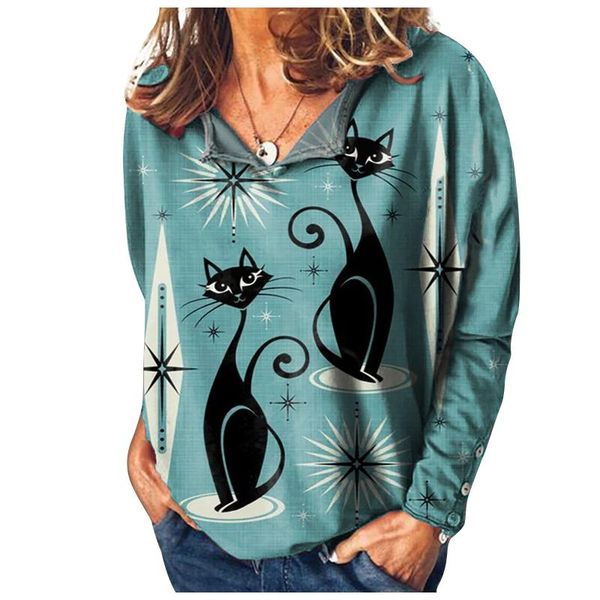 

women's hoodies & sweatshirts harajuku women v-neck korean fashion print hoodie female casual long sleeve pullover oversize loose blou, Black