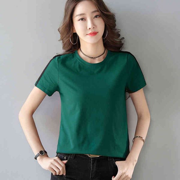 

women's t-shirt moda feminina verao fashion t shirt women short sleeve o-neck tshirt female cotton womens korean clothes hnl, White