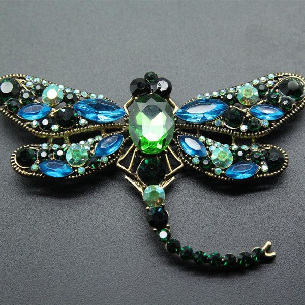 

pins, brooches big green crystal dragonfly women insects brooch pins gifts, Gray