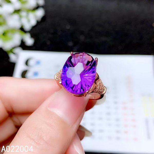 

cluster rings kjjeaxcmy fine jewelry 925 sterling silver inlaid amethyst gemstone female ring trendy selling, Golden;silver