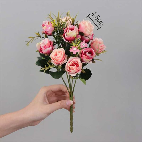 

artificial rose flowers bouquet 10 heads roses with leaves plants silk flower arrangements wedding bridal home garden decoration decorative