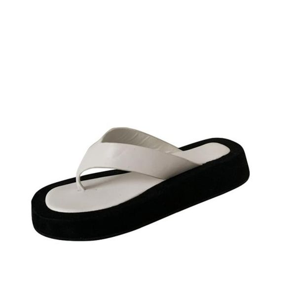 

sandals thick sole platform summer flip flops runway party beach comfortable lightweight casual shoes for women zapatos mujer, Black