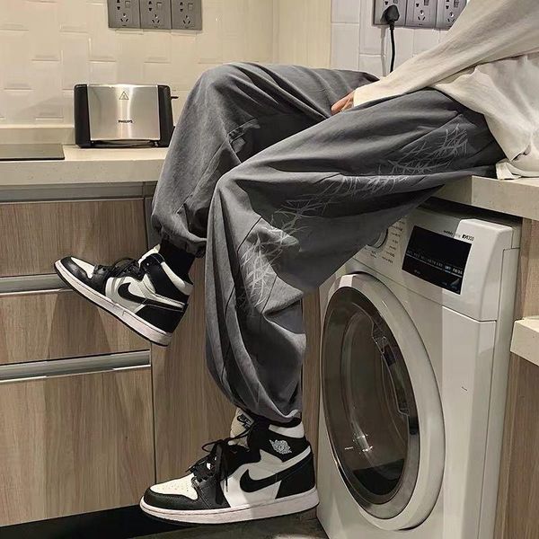 

Men's Pants Spring And Summer Ins Trend Loose Large Size Sports Thin Casual Tide Brand Nine-point Beam, Black