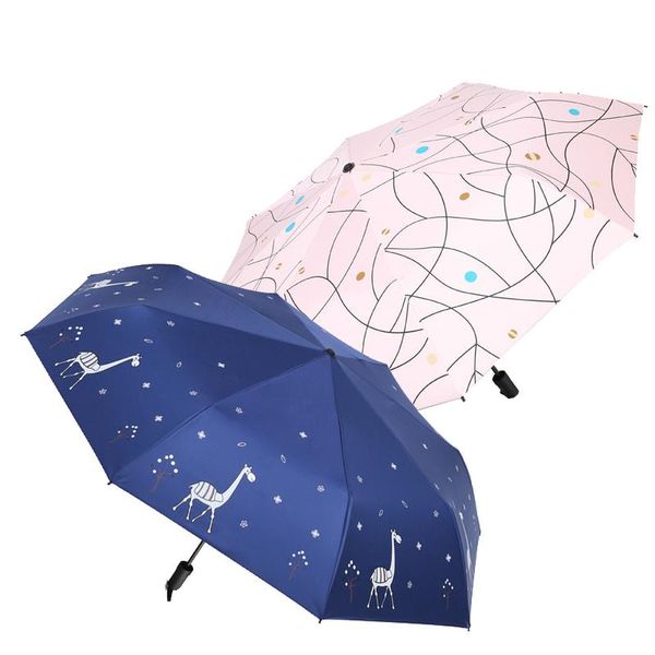 

three folding umbrella rain women parasol black coating anti-uv sunscreen sun umbrellas for man guarda chuva paraguas parapluie