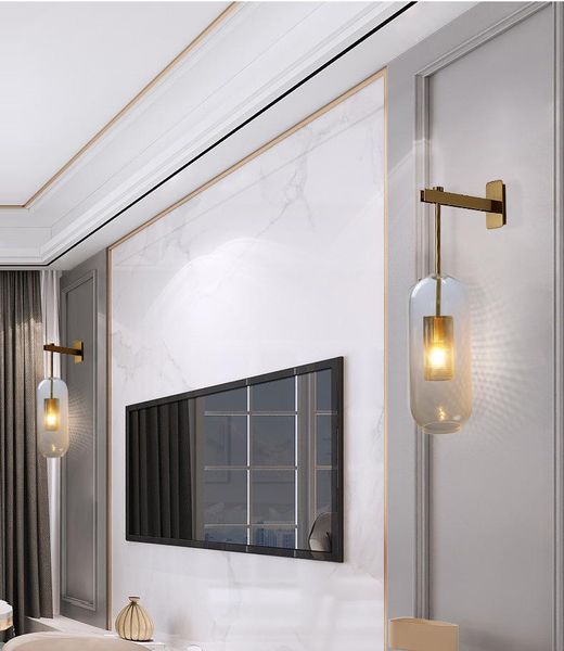 

wall lamp nordic black golden white glass shade bedroom bedside restaurant aisle sconce bathroom indoor lighting fixtures
