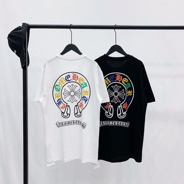 

crosin heavy industry sanskrit color horseshoe white cross short sleeve sheepskin embroidered t-shirt