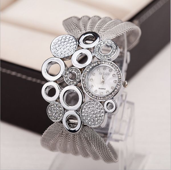 

baohe brand personalized fashion clothing accessories silver watches wide mesh bracelet ladies watch womens wristwatches, Slivery;brown