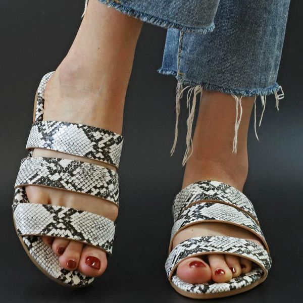

slippers women sandals flats peep toe slides snake non-slip simple casual fashion outdoor beach ladies shoes zapatos de mujer, Black