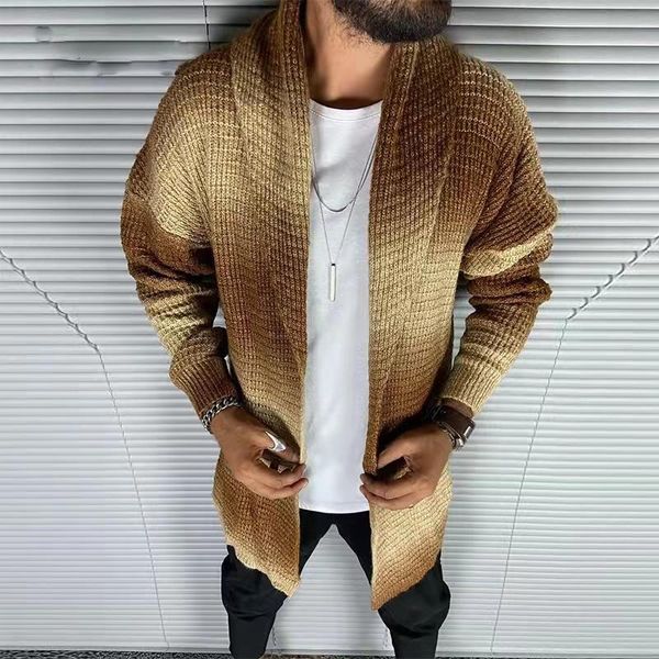 

men's sweaters fashion knitted cardigan long sleeve men casual turn-down collar outerwearmen autumn winter loose sweater coat solid, White;black