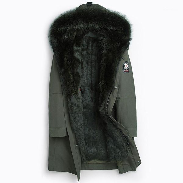 

men's leather & faux liner parka homme winter jacket men raccoon collar long parkas plus size winterjas heren p8009-2 my1340, Black
