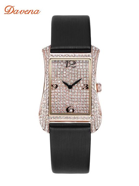 

wristwatches luxury davena women's watch japan mov't classic crystal lady hours fine fashion real leather bracelet girl's gif, Slivery;brown