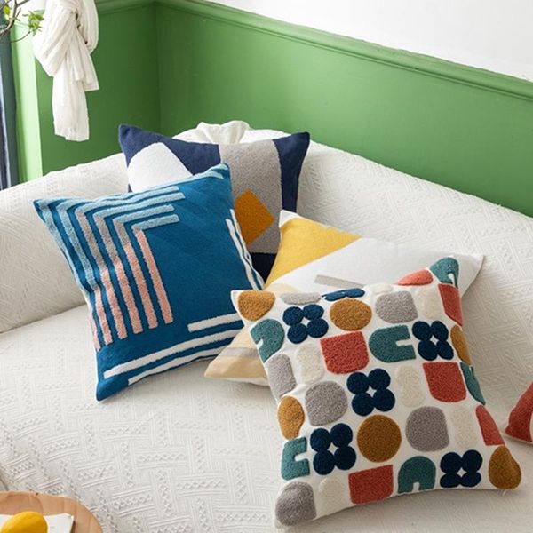 

pillow case cushion cover cute dots embroidery 45x45cm soft cozy home decoration for living room kids small fresh
