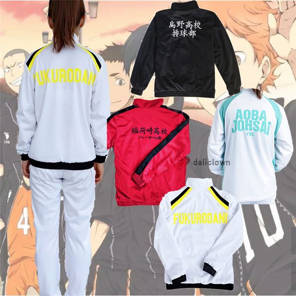 

anime costumes anime haikyuu cosplay jacket pants haikyu costume fukurodani inarizaki karasuno high school volleyball club uniform sportswea, Black