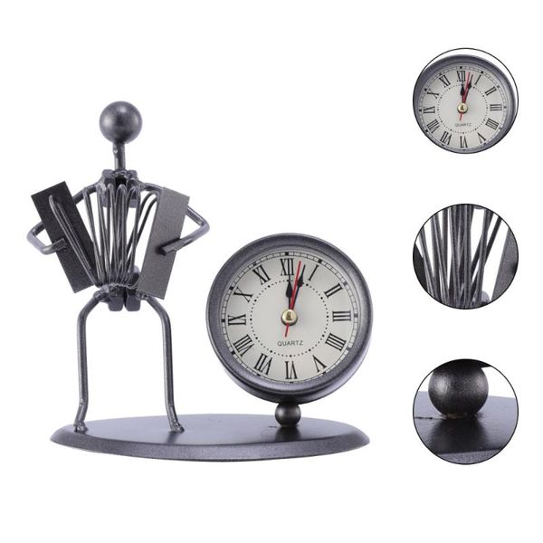 

desk & table clocks retro clock iron accordion model without battery for home