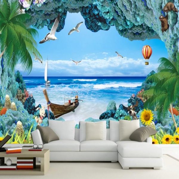 

wallpapers drop colomac blue wallpaper 3d coral reef ocean landscape living room bedroom wall mural papel para pared