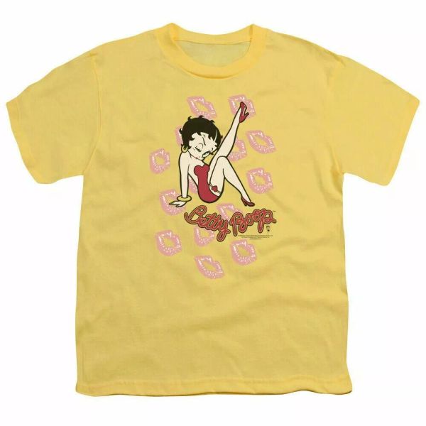 

betty boop kisses kids youth t shirt licensed classic cartoon tee banana, White;black