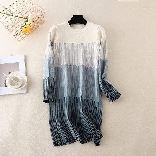 

casual dresses female gradient color base knitted dress autumn 2021 and winter inner straight sweater vintage women's clothing, Black;gray