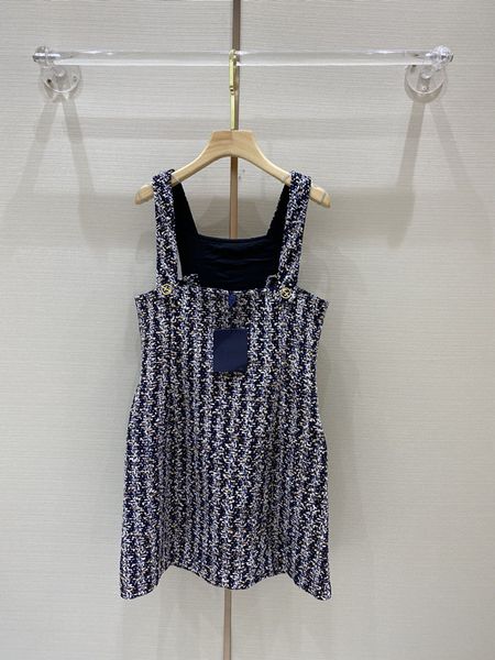 

2021 early autumn new fashion suspender tweed dress, Black;gray