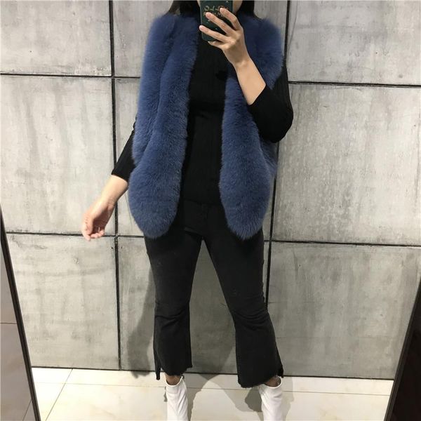 

women's fur & faux real vest natural women gelit, Black