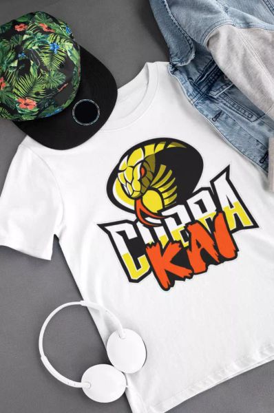 

cobra kai t-shirt karate kid 80s 90s tee movie tv retro kids, White;black