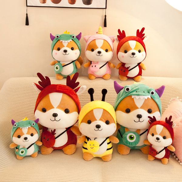 

new cute squirrel plush toy children transform into unicorn dinosaur doll