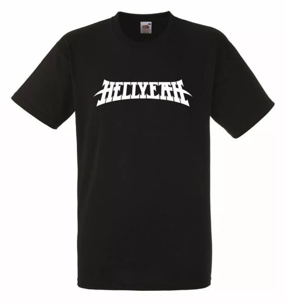 

hellyeah logo black mens t-shirt men rock band tee shirt, White;black