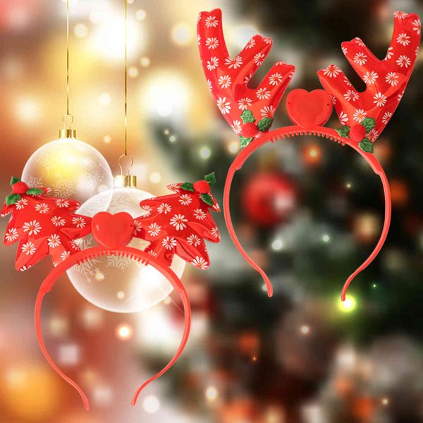 

2022led aluminum film headband hair band christmas party performance dress up christmas antler headband
