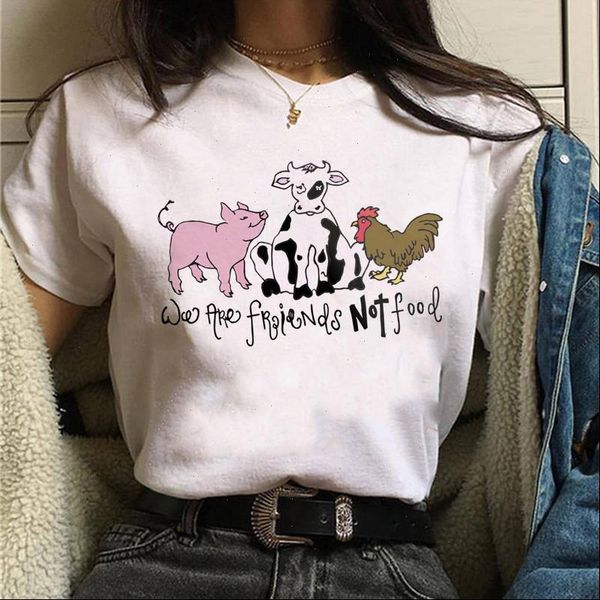 

harajuku women t shirt aesthetic animal printed shirts ullzang funny cartoon grunge graphic tshirt fashion tees female, White