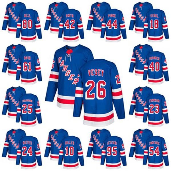 

2018 new york rangers 61 rick nash 26 jimmy vesey chris nell 42 brendan smith neal pionk home blue custom stitched hockey jerseys, Black;red