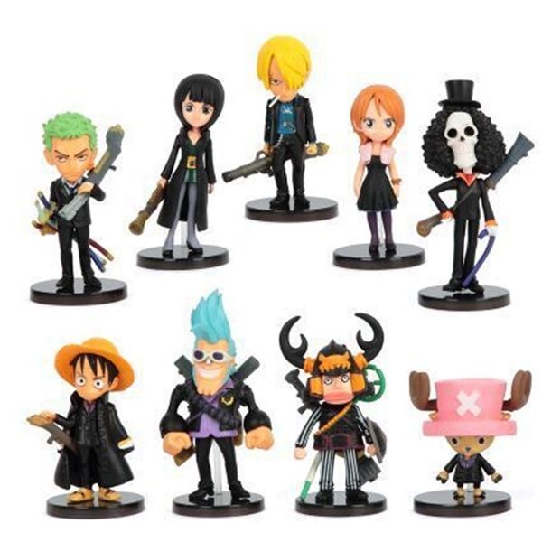 

pirate king animation hand-made 9 black theater version luffy straw hat group q version base decoration model doll
