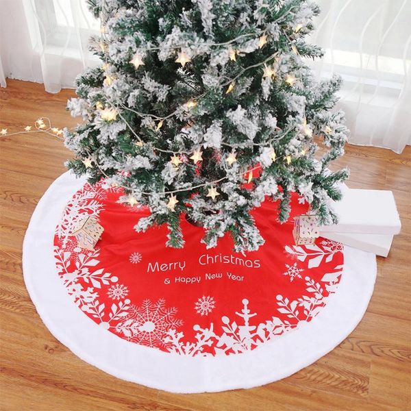 

christmas decorations 48'' red tree skirt with snowflakes year party rustic xmas holiday ornaments