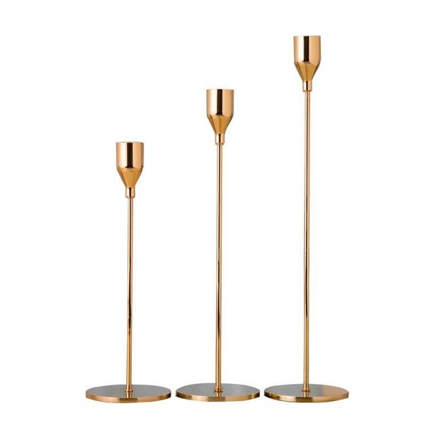 

3pcs/set chinese style metal candle holders simple golden wedding decoration bar party living room decor home candlestick