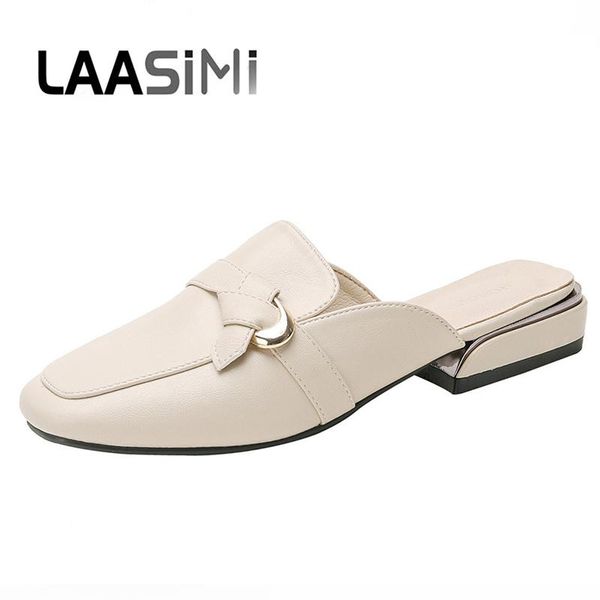 

slippers laasimi women fashion wrap toe mules outside shoes woman sewing slide summer concise solid ladies footwear slipper, Black