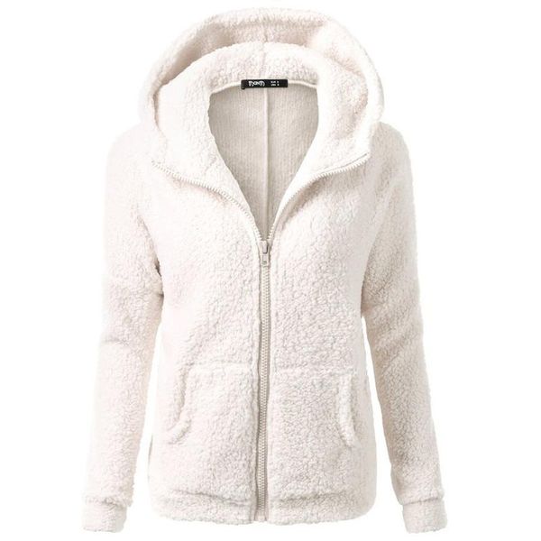 

women hoodies sweatshirts warm fleece hooded fluffy sweatshirt zipper winter jumper female casual women's &, Black