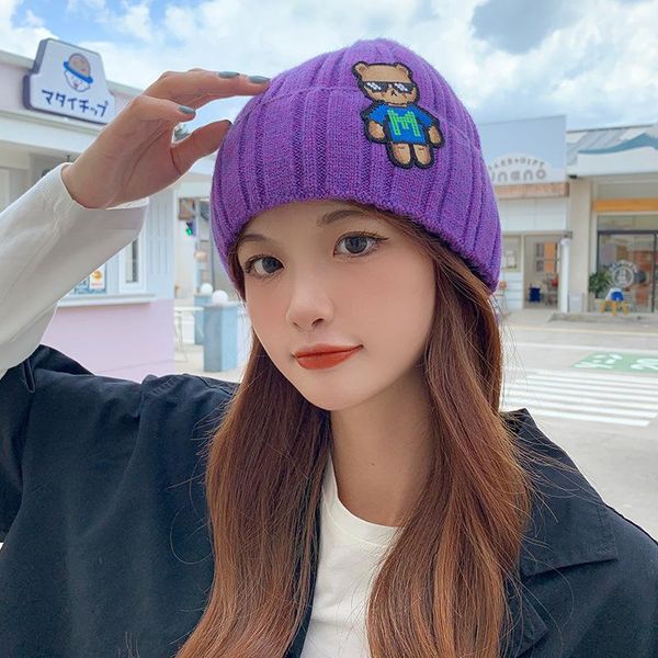 

beanies labeling woolen hats for men and women korean wild knitted caps couples winter warm cold hat