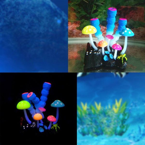 

decorations aquarium simulation fake coral plant fish tank landscaping soft silicone ornaments luminous landscape c6ue