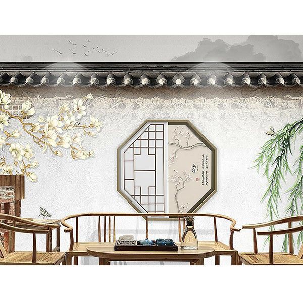 

wallpapers chinese style extended space small courtyard wallpaper micro study elegant ancient teahouse office mural
