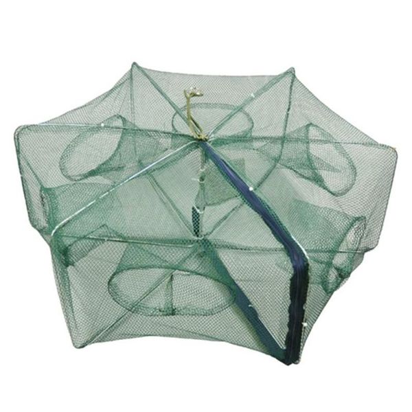 

automatic folded fishing net 6-16 holes trap for fish cast folding strengthened nylon network crayfish catcher accessories