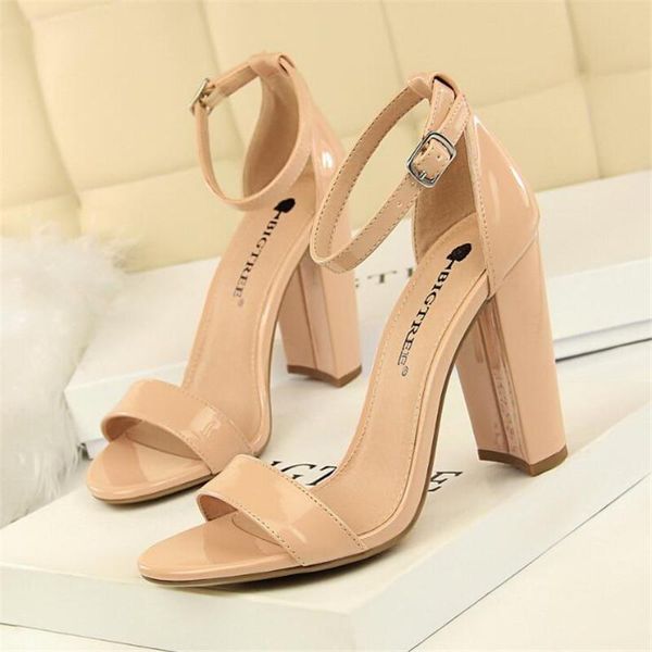 

sandals high heels women pumps wedding shoes summer ladies female fashion open toe belt buckle size43, Black
