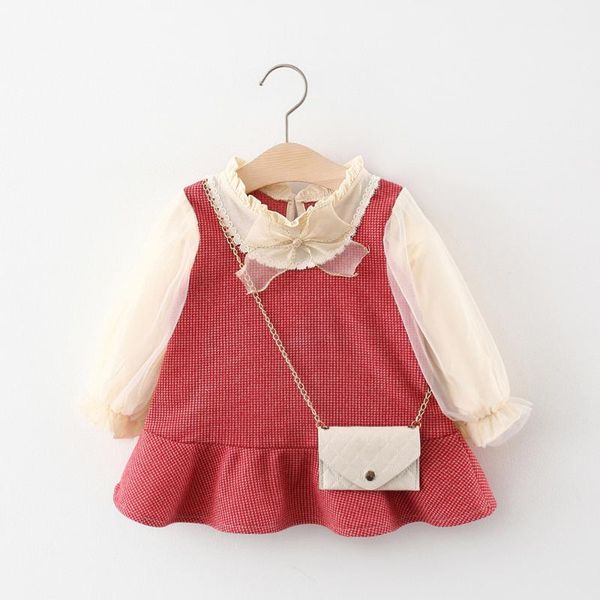 

girl's dresses autumn girls' dress in 2021, Red;yellow