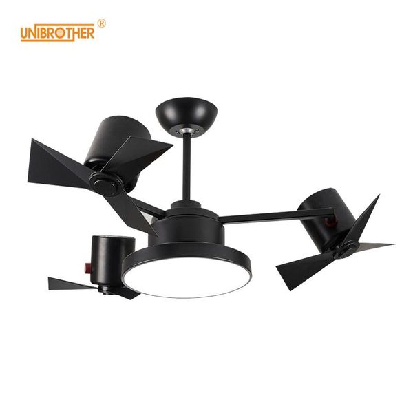 

electric fans creative rotating ceiling with lights yellow blue led lamp for children kids kindergarten bedroom wood cartoon windmill