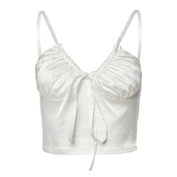 

women v-neck camisole silky soft fabric crop girl slim party club sling tank female harajuku 2021 summer women's tanks & camis, White