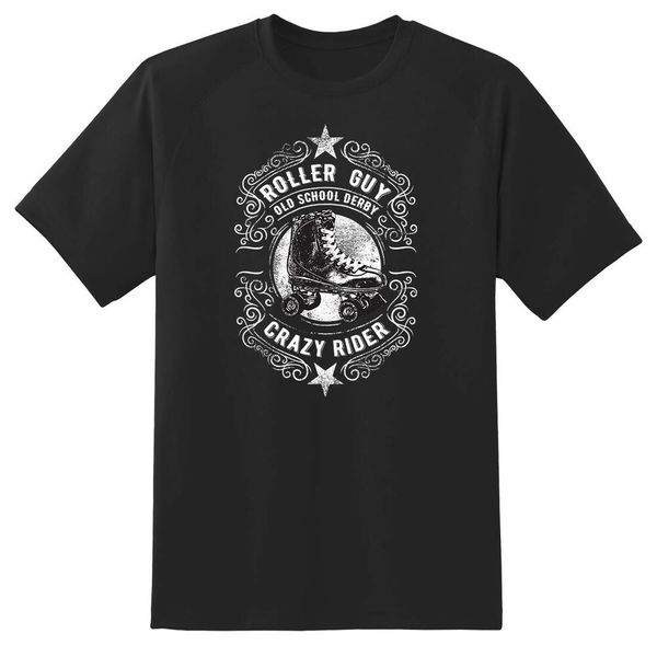 

roller guy crazy rider skate skating black or white tee, White;black