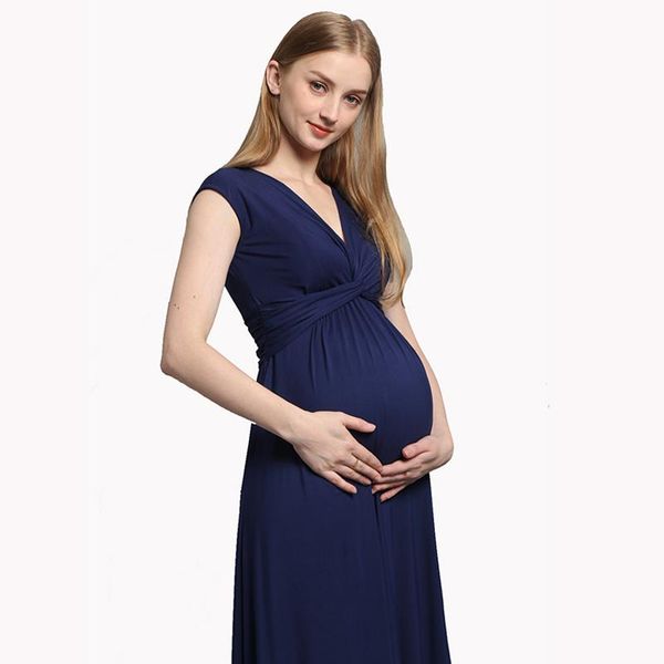 

maternity dresses 2021 summer est clothes dress for pregnant women v-neck sleeveless formal blue evening party maxi, White