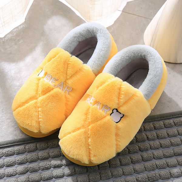 

autumn and winter cotton slippers female fashion lovely bag with thick sole indoor home couples warm plush boots 36-41, Black
