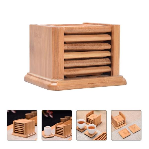 

mats & pads 1 set of heat resistant bamboo coasters coffee cup with rack