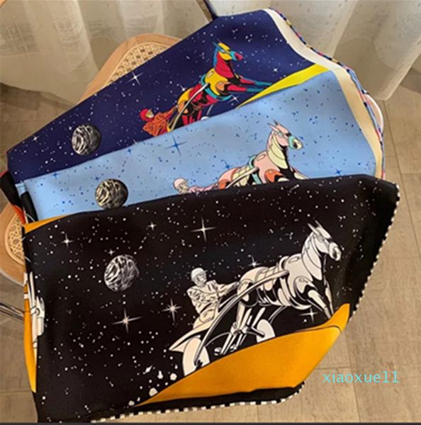 

luxury- sky racing 18  double twill silk milky way scarf shawl dual use, Blue;gray