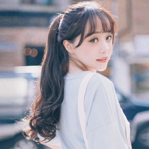 

gripping tiger mouth clip fake ponytail wig woman long curly braid, Black;brown